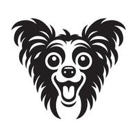 An Anxious Chinese Crested Dog face Illustration in black and white vector