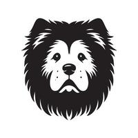 An Anxious Chow Chow Dog face Illustration in black and white vector