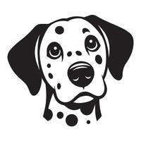 A Curious Dalmatian Dog face Illustration in black and white vector