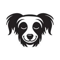 An Embarrassed Chinese Crested Dog face Illustration in black and white vector