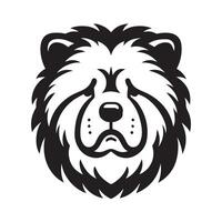 A Disappointed Chow Chow Dog face Illustration in black and white vector