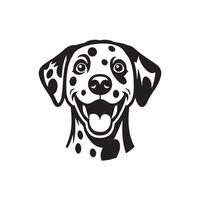 A Playful Dalmatian Dog face Illustration in black and white vector