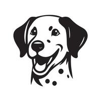 A happy Dalmatian Dog face Illustration in black and white vector