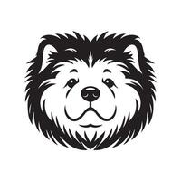 A Confused Chow Chow Dog face Illustration in black and white vector