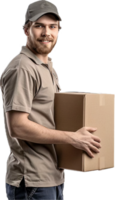 glimlachen levering Mens Holding karton dozen. png