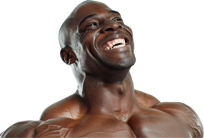 sorridente muscular cara. png