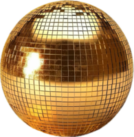 Golden Disco Ball Reflecting Light. png