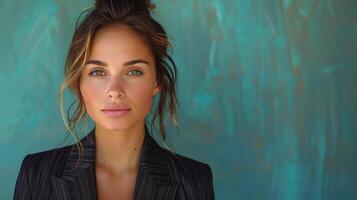 Woman With Messy Top Knot photo