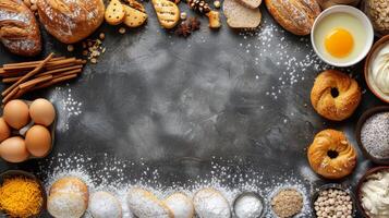 Variety of Foods on Wooden Table photo