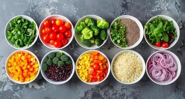 Assorted Vegetable Bowls photo