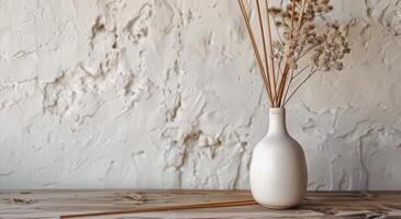 White Vase With Dried Flowers photo