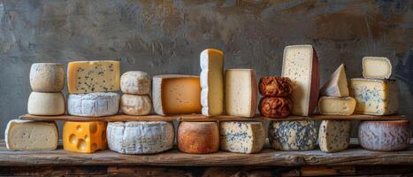 Assortment of Different Types of Cheese on Table photo