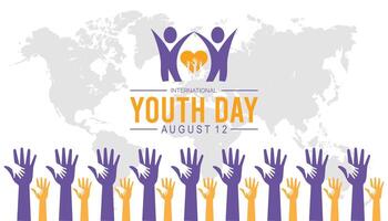 International Youth Day is observed every year on August.banner design template illustration background design. vector
