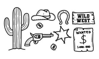 Wild west doodle set. Very suitable for completing designs in the desert, printing needs, and others. vector