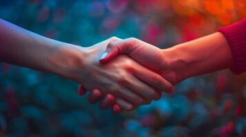 Close Up of Two People Shaking Hands photo