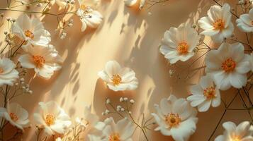 White Flowers Bloom on Wall photo