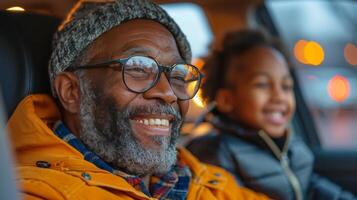 Man and Woman Sitting in Car photo