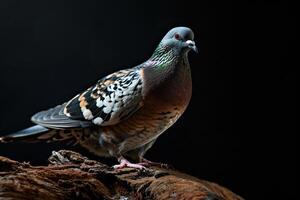 Dove standing in small root photo