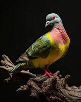 Mystic portrait of Pink-necked Green Pigeon in studio, photo