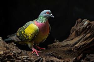 Mystic portrait of Pink-necked Green Pigeon in studio, photo