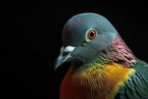 Mystic portrait of Pink-necked Green Pigeon in studio, photo