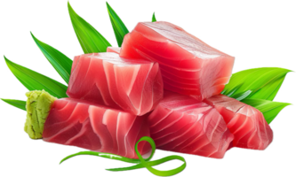 Frais brut thon sashimi avec garnir. png