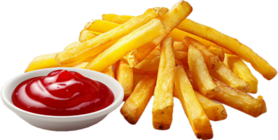 knusprig Französisch Fritten mit Ketchup. png