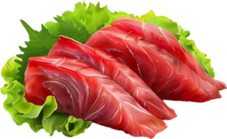 Fresh Raw Tuna Sashimi with Garnish. png