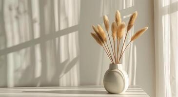 White Vase Filled With White Flowers photo