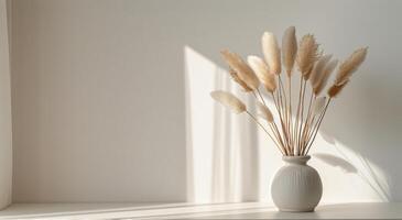 White Vase Filled With White Flowers photo