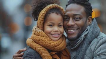 Man and Little Girl Posing for Picture photo