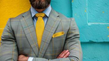 Bearded Man in Suit With Yellow Tie photo