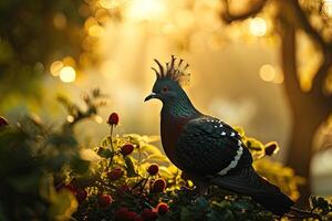 victoria crowned pigeon in the forest photo