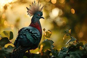 victoria crowned pigeon in the forest photo