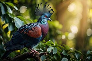 victoria crowned pigeon in the forest photo