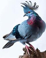 victoria crowned pigeon standing on the root in the studio photo