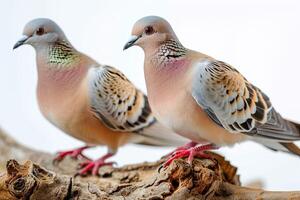 a Couple of Pigeon standing on small root in Studio photo