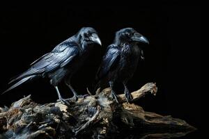 A Couple of Crows Standing in Studio photo