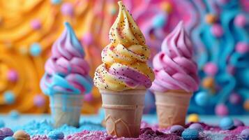 Pink Ice Cream Cone With Sprinkles photo