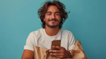 Man Holding Smart Phone photo