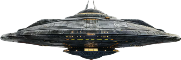 Futuristic Spaceship Hovering in Space. png