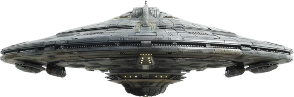 Futuristic Spaceship Hovering in Space. png