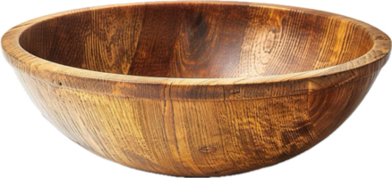 Handcrafted Wooden Bowl Close-Up. png