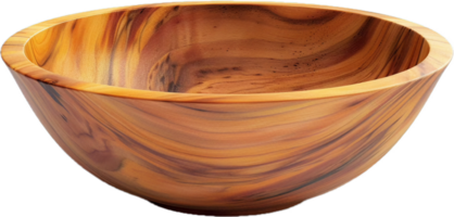 Handcrafted Wooden Bowl Close-Up. png