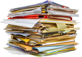 Stack of Messy Office Documents and Files. png