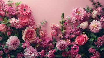 Pink Flowers on Pink Background photo