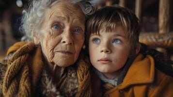 Older Woman and Young Girl Posing for Picture photo