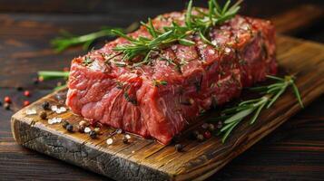 Raw Meat on Cutting Board photo