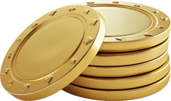 Stack of Golden Casino Chips. png