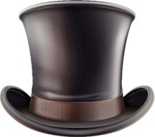 Classic Black Top Hat with Brown Band. png